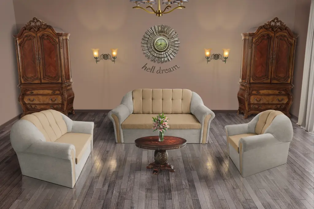 Alíz 3-2-1 ülőgarnitúra ezüst serlegszürke és világos fahéj