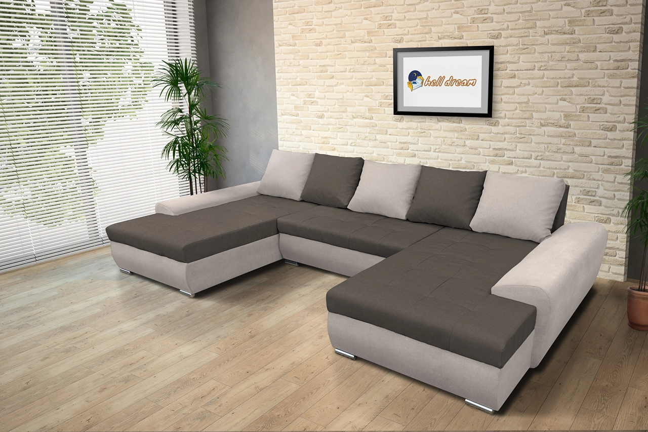 Wixy U Form serlegszürke és mély földszürke ágyazható ülőgarnitúra