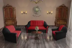 Alíz 3-2-1 ülőgarnitúra bámulatos fekete és japán karminvörös színekben