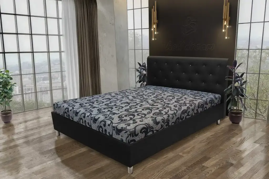 Gyémánt franciaágy fekete és fabia mintás szövet lenyűgöző swarovski kövekkel