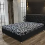 Gyémánt franciaágy fekete és fabia mintás szövet lenyűgöző swarovski kövekkel