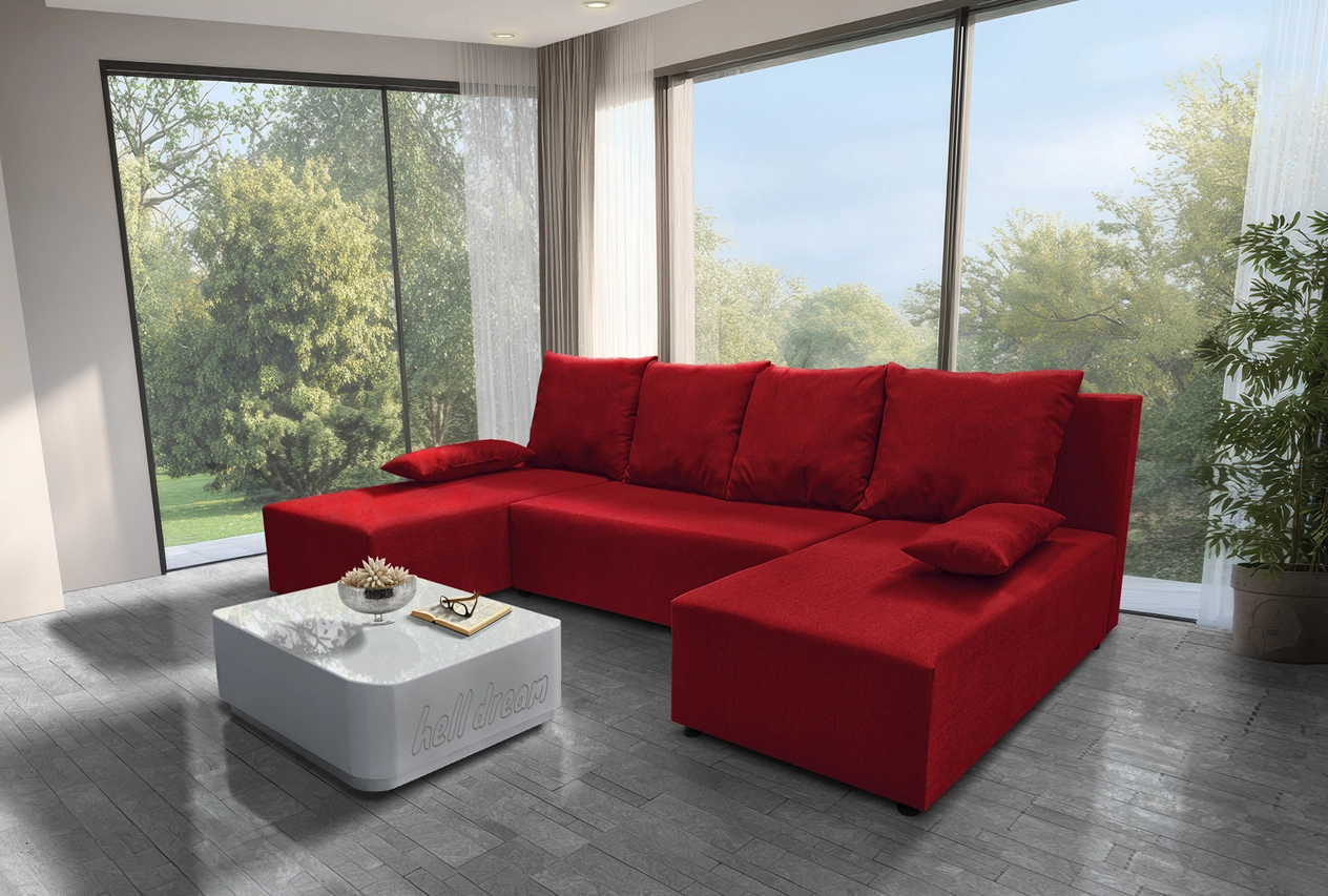 Lilla u alakú sarokkanapé japán karminvörös Lilla u alakú sarokkanapé japán karminvörös