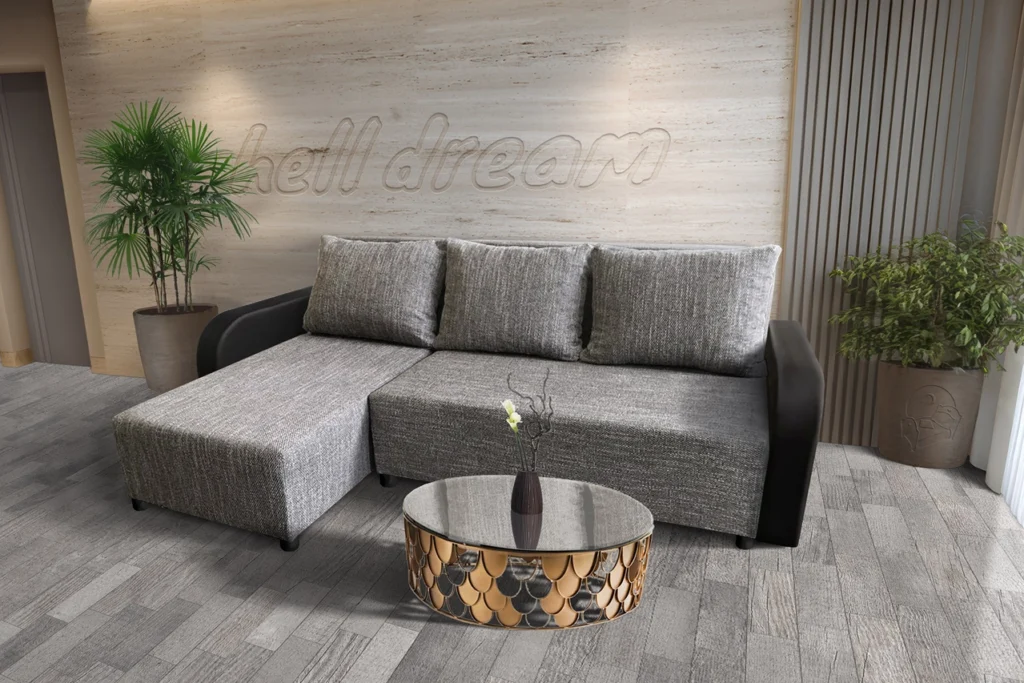 Linda sarokkanapé remek világos szürke zsákszövettel