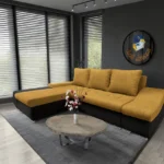 Róma sarokkanapé fekete és őszarany - Róma L alakú sarokülő