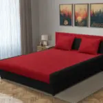 Szandra franciaágy fekete és japán karminvörös szövet