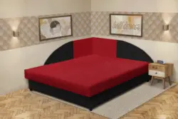 Szandra saroktámlás franciaágy fekete és japán karminvörös szövet