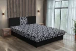 Tosca franciaágy fekete és mintás szövettel