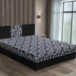 Tosca franciaágy fekete és mintás szövettel