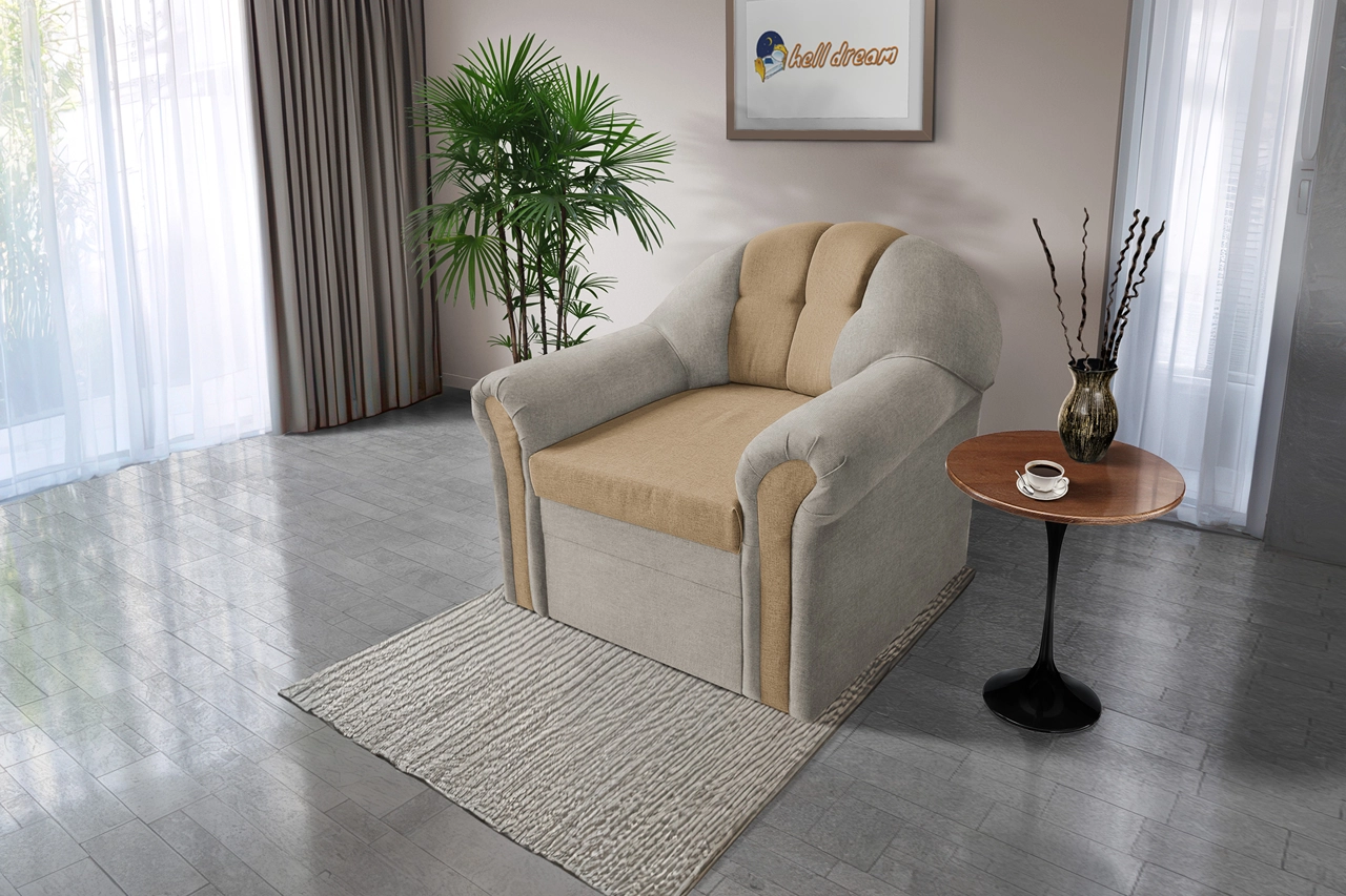 Alíz 1-es fotel ezüst serlegszürke és világos fahéj