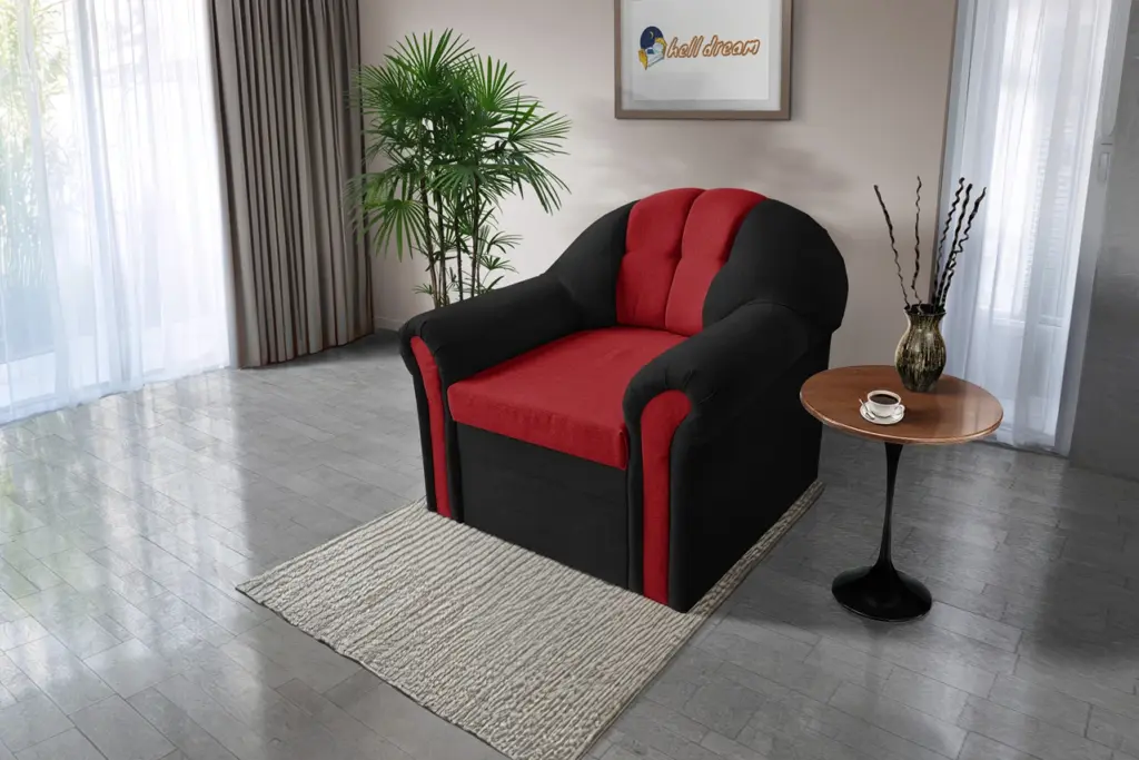 Alíz 1-es fotel fekete és japán karminvörös