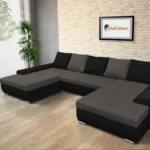 Wixy U Form Fekete és kvarcszürke ágyazható ülőgarnitúra