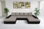 Wixy U Form Fekete és szamárszürke ágyazható sarokkanapé