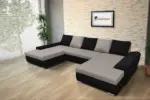 Wixy U Form Fekete és szamárszürke ágyazható sarokkanapé