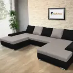 Wixy U Form Fekete és szamárszürke ágyazható sarokkanapé