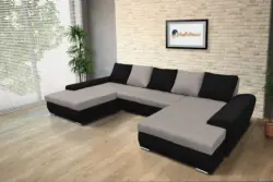 Wixy U Form Fekete és szamárszürke ágyazható sarokkanapé