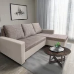 Fáraó sarokkanapé krém bőr világosbarna zsákszövet