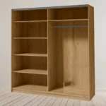 Grandson tölgy tolóajtós gardróbszekrény - 200 cm, akasztóval és hatékony polcokkal 2