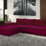 Róma sarokkanapé bíbor bársonyszövet, lenyügöző színekben 290 cm