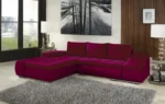 Róma sarokkanapé bíbor bársonyszövet, lenyügöző színekben 290 cm