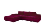 Róma sarokkanapé bíbor bársonyszövet, lenyügöző színekben 290 cm