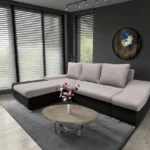 Róma sarokkanapé fekete és szamárszürke szövet