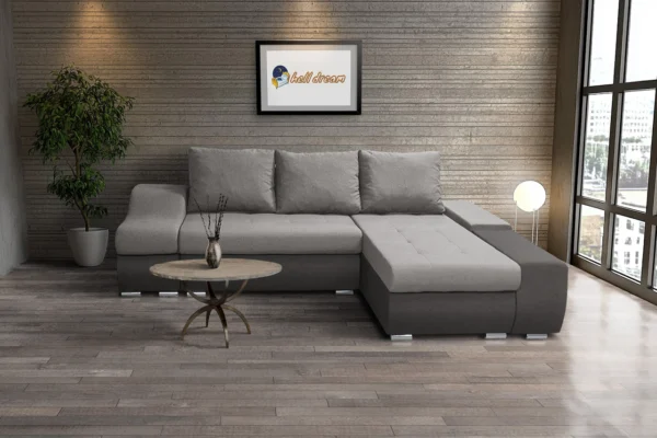 Róma l alakú sarokülő kicsi kvarcszürke és szamárszürke szövet