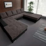 Wixy Giga U form 3 ágyneműtartós sarokkanapél Fekete és Taupe szürke színben