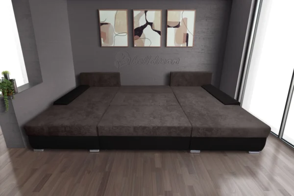 Wixy giga u form sarokkanapé 3 ágyneműtartós fekete és taupe szürke színben