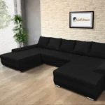 Wixy U Form Fekete ágyazható ülőgarnitúra