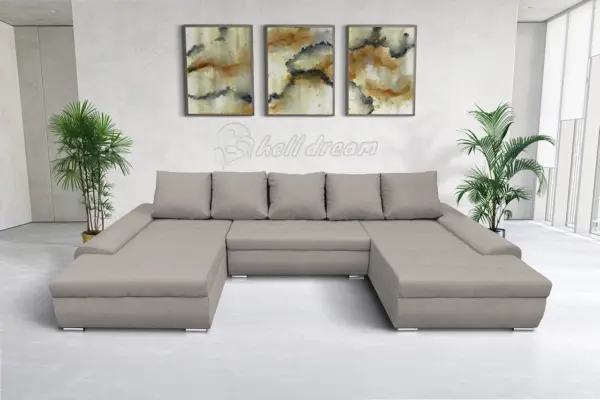 Wixy u form ezüst serlegszürke ágyazható ülőgarnitúra