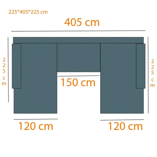 U form méretek 225x405x225