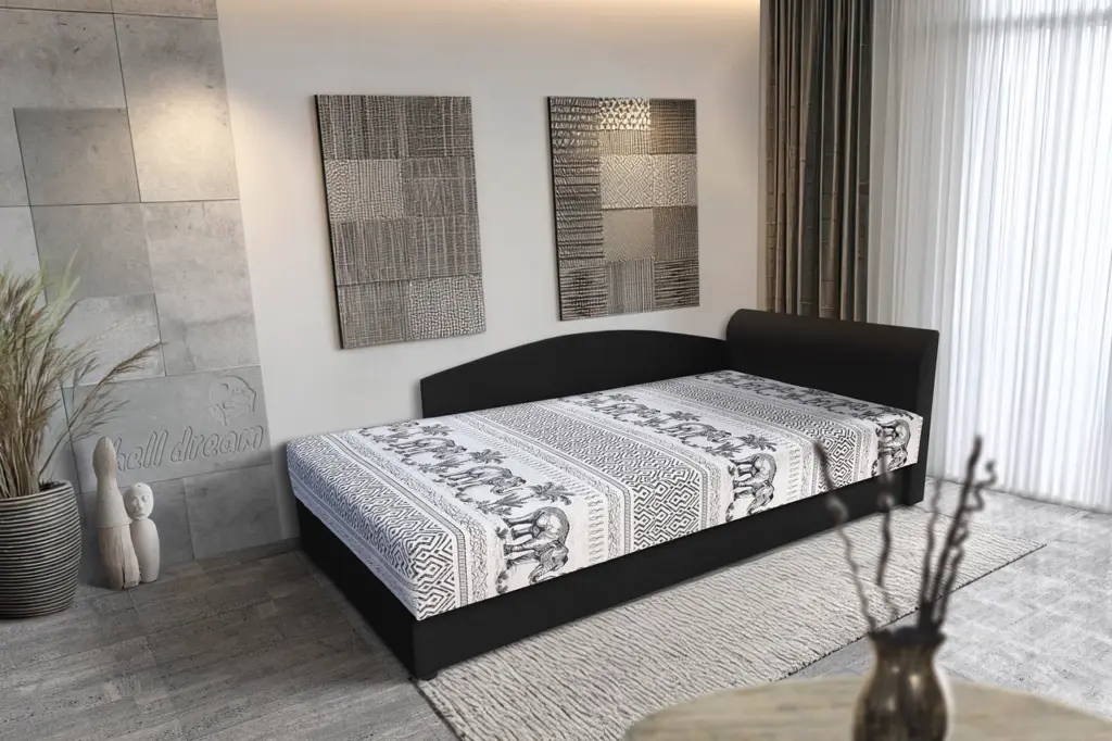 Simple Bed fekete és elefántos 200x90 cm egyszemélyes ágy