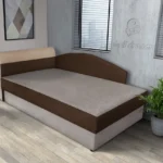 Simple Bed szamárszürke és sötét mahagóni színű izgalmas 200x90 cm egyszemélyes ágy