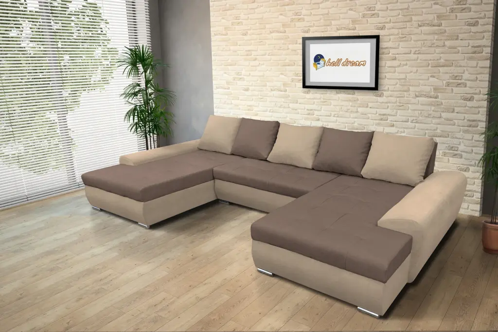 Wixy U Form világos fahéj és pasztell taupe ágyazható ülőgarnitúra