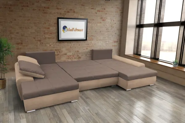 Wixy u form világos fahéj és pasztell taupe ágyazható ülőgarnitúra csábító 2 méretben - image 3