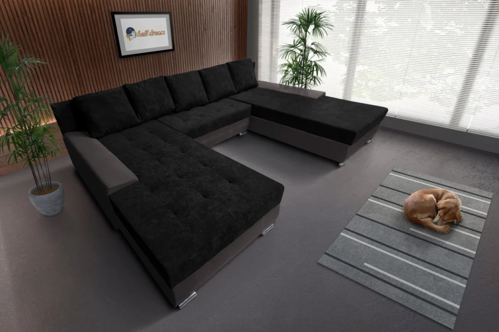 Wixy giga u sarokkanapé kvarcszürke és sejtelmes fekete színben