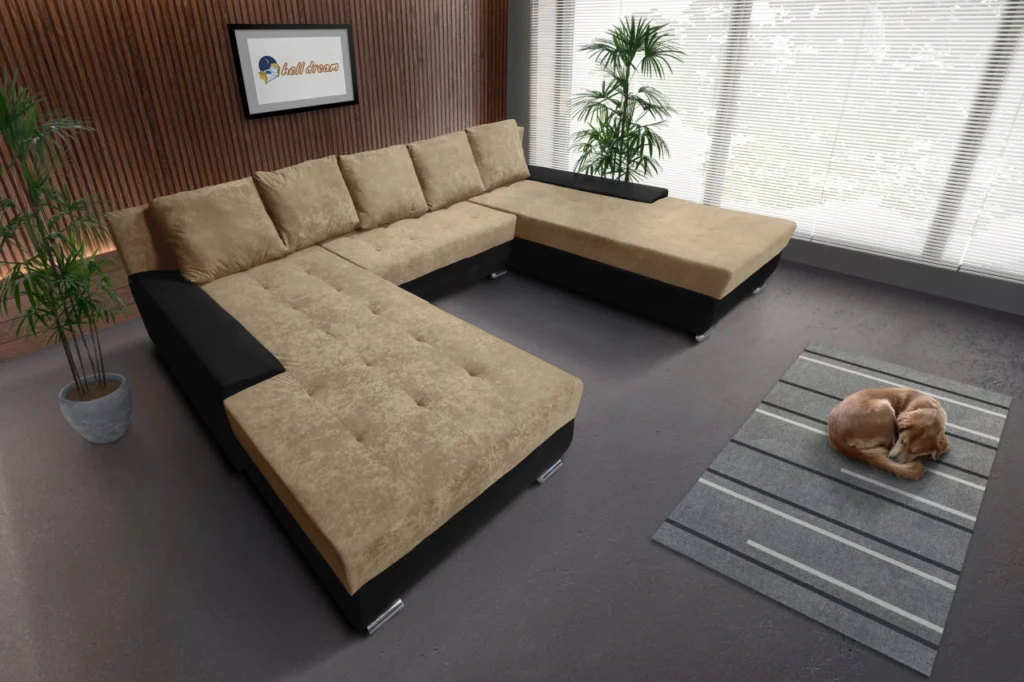 Wixy Giga u sarokkanapé fekete és szafarisárga színben 2