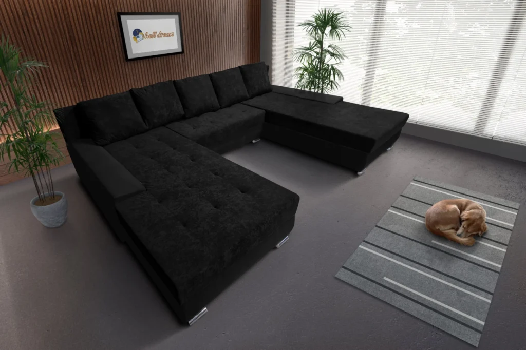 Wixy giga u sarokkanapé fekete és sejtelmes fekete színben 2