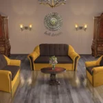 Alíz 3-2-1 ülőgarnitúra selyemfényű arany és sötét mahagóni színekben