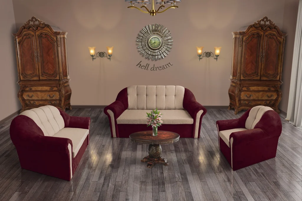 Alíz 3+2+1 ülőgarnitúra fekete meggy és világos fahéj színekben