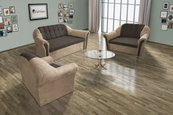 Alíz 3+2+1 ülőgarnitúra szalmabézs és mély földszürke fantasztikus színekben