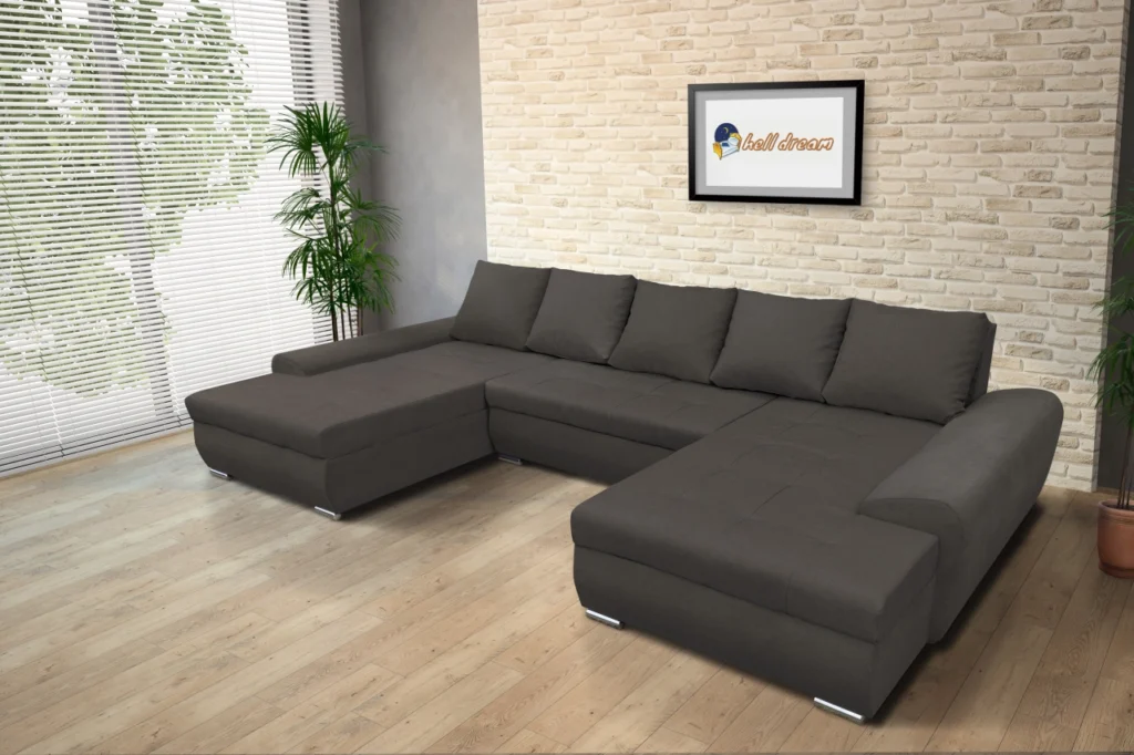 Wixy U Form Kvarcszürke ágyazható ülőgarnitúra