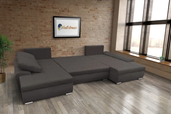 Wixy u form kvarcszürke ágyazható ülőgarnitúra csábító 184x345cm méretben - image 3