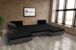Wixy U Form Kvarcszürke és fekete ágyazható ülőgarnitúra csábító 184x345cm méretben - Image 3