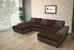 Wixy U Form Kvarcszürke és sötét mahagóni ágyazható ülőgarnitúra