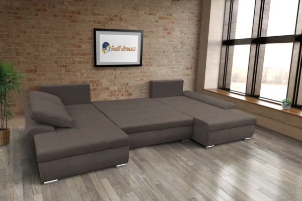 Wixy u form mély földszürke ágyazható ülőgarnitúra