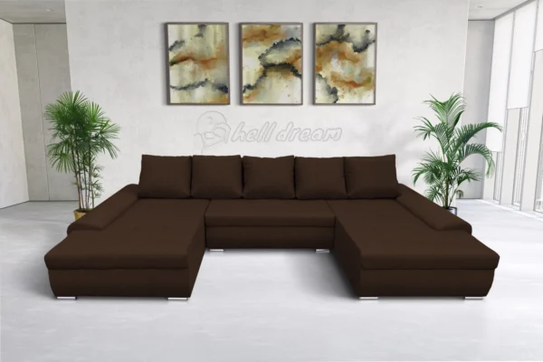 Wixy u form sötét mahagóni ágyazható ülőgarnitúra