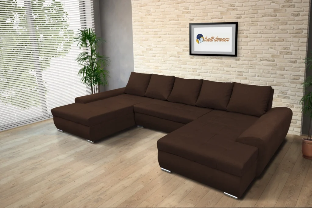 Wixy U Form Sötét mahagóni ágyazható ülőgarnitúra