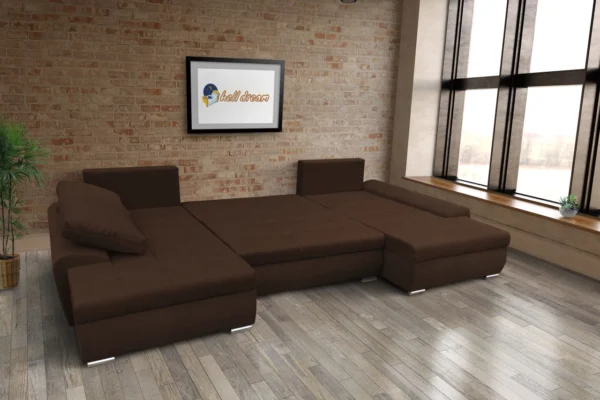 Wixy u form sötét mahagóni ágyazható ülőgarnitúra