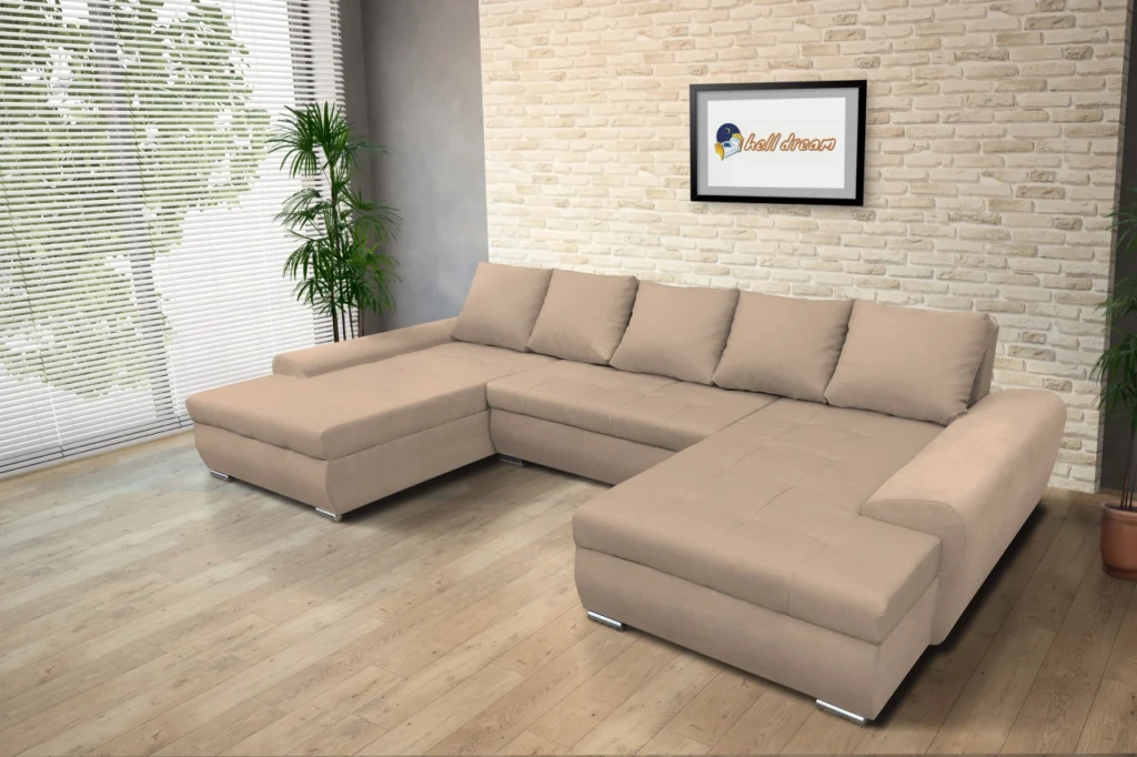 Wixy U Form Világos fahéj ágyazható ülőgarnitúra